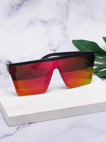 1pc Square Large Frame Studs Integrated Mirror Surface Unisex Fashion Fashion Glasses Suitable For Street, Beach, Party, Travel, Gift For Women Preppy Style For Back To School