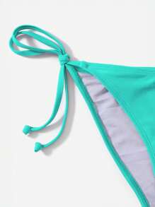 Swim Basics Summer Beach Solid Triangle Tie Side Bikini Set