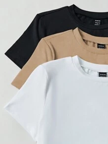 SHEIN Unity 女士實色短袖連身衣，適用於春夏 - 彩色 - 查看 3