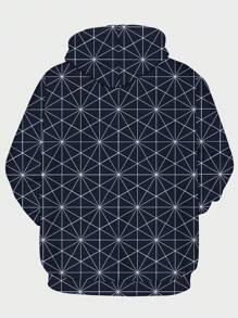 Manfinity Homme 男款幾何印花連帽衫 - 彩色 - 查看 2