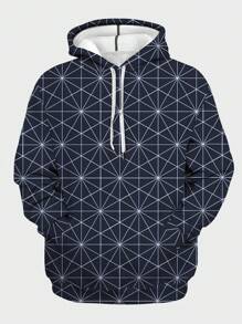 Manfinity Homme 男款幾何印花連帽衫 - 彩色 - 查看 1