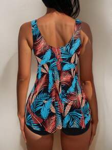 Swim Lushoire Set tankini da donna con top stampato e bretelle con stampa casuale, 2 pezzi acquistabili con copyright, per l'estate - Multicolore - Visualizzare 2