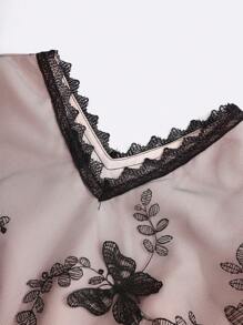 少女網眼拼接裙 - 黑色 - 查看 3