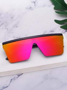 1pc Square Large Frame Studs Integrated Mirror Surface Unisex Fashion Fashion Glasses Suitable For Street, Beach, Party, Travel, Gift For Women Preppy Style For Back To School