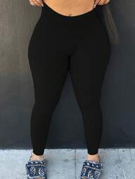 Plus Size Women's Casual Solid Color Ankle-Length Leggings