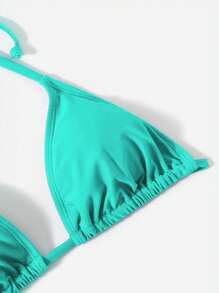 Swim Basics Summer Beach Solid Triangle Tie Side Bikini Set