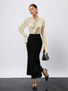 Aveloria Women's Random Print All Over Printed Long Sleeve Shirt With Flowy Hem, Suitable For Spring And Summer Fall Cloth For Women