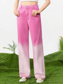 SHEINNeu Ladies' Gradient Straight-Leg Jean