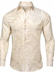 男士佩斯利提花前排扣襯衫