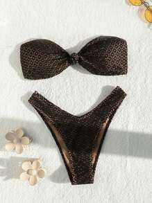 SHEIN Swim Conjunto de bikini bordado para mujer, conjunto de bikini de dos piezas traje de baño para playa de verano