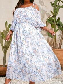 Breezaya Off-Shoulder Floral Print Cami Sundress Maxi Women Outfit