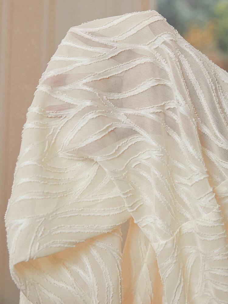 Plus Size Elegant Wave Texture Cut Flower Long Sleeve Sheer Thin Shirt For Commute Vacation Indoor Outdoor Wearing In Spring Summer