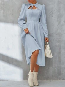 SHEIN Privé Women's Fashion Solid Color Long Sleeve Dress
