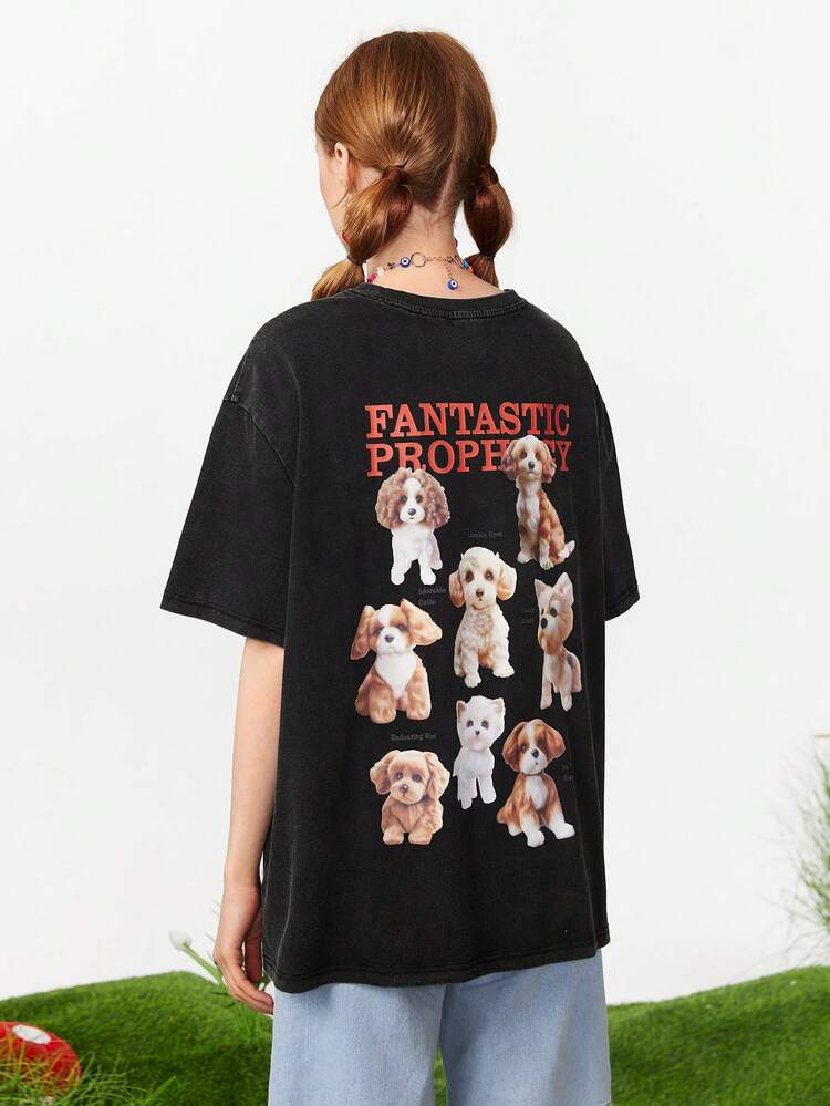 Women's Loose Distressed Printed Summer T-Shirt