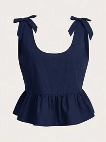 Soleia 針織荷葉邊圓領無袖上衣