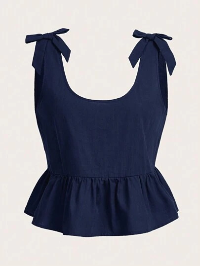 Soleia 針織荷葉邊圓領無袖上衣