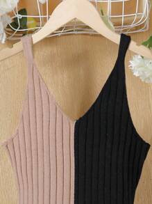 Vestido-suéter de bloques de color para adolescente para vacaciones