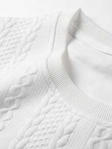 男士休闲纹理圆领短袖 T 恤，夏季 - 白色 - 查看 5