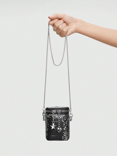 Grunge Punk Nuevo Bolso De Hombro Mini Con Forma De Lápiz Labial Para Mujer Con Cadena, Bolso Cruzado Para Chicas De Moda