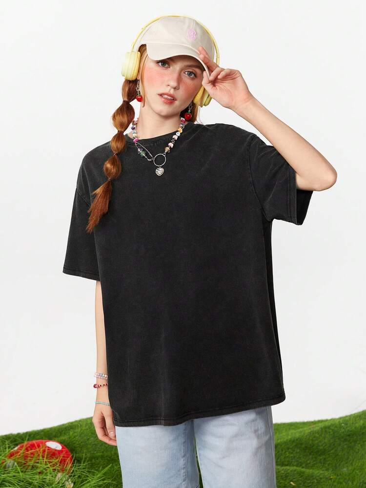 Women's Loose Distressed Printed Summer T-Shirt