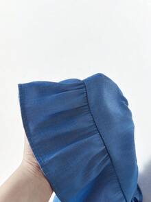 SHEIN Vestido de verano vacacional para bebé niña con hombros descubiertos y lindo estilo - Azul - Ver 5