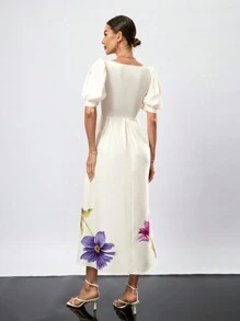 Aveloria 女士印花短袖修身連身裙,適用於夏季