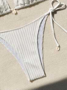 SHEIN Swim Conjunto de bikini separado de unicolor con cuello de halter para mujer, para playa de verano