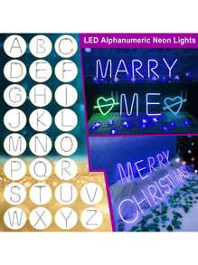 1入藍色26個字母霓虹燈led字母心形數字裝飾燈,適用於酒吧廣告標誌派對卧室夜燈