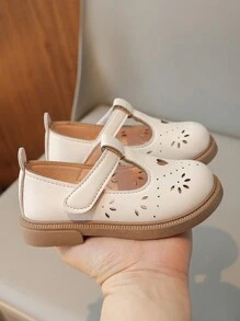 Infant Comfortable Round Toe Flat Shoes, Mary Jane Style With Magic Sticker For Baby Girls