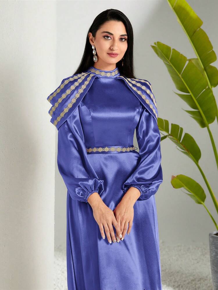 Women's Arabian Style Shawl Collar Dress, Fashionable And Versatile