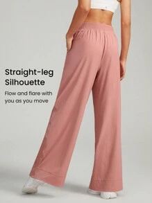 GLOWMODE Pantalones ligeros de pierna ancha con bolsillos VitalSwift, de secado rápido y transpirables para uso diario y casual en verano - Rosa vieja - Ver 2