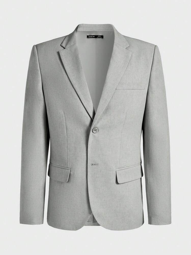 Linen Easy Care Men's Lapel Collar Long-Sleeved Woven Casual Blazer Jacket, For Fall Winter