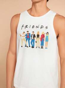 FRIENDS X SHEIN 男士人物字母圖形背心