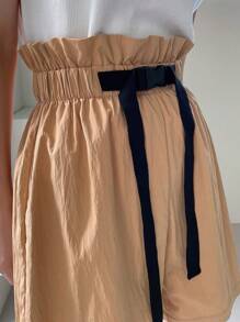 FRIFUL 女士寬鬆休閒短褲,帶印字圖案 - 卡其色 - 查看 6