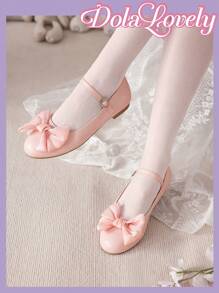 Dola Lovely Zapatos planos y cómodos con diseño de lazo en color rosa, estilo veraniego para damas y niñas. Oferta de verano, Halloween, Navidad, otoño