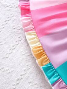 嬰兒女孩夏季甜美拼色細肩帶公主裙（隨機顏色） - 彩色 - 查看 5