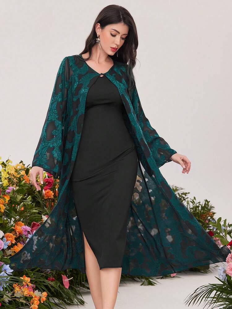 Women's Floral Cutout Splice 2 In 1 Dress Fall Cloth For Women