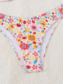 SHEIN Swim Ensemble de maillot de bain à imprimé floral mignon pour femmes, idéal pour l'été