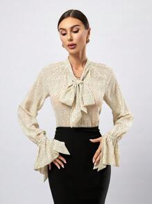 Aveloria Women's Random Print All Over Printed Long Sleeve Shirt With Flowy Hem, Suitable For Spring And Summer Fall Cloth For Women