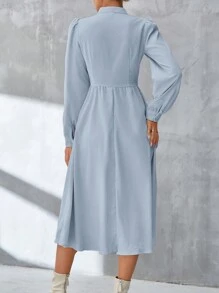 SHEIN Privé Women's Fashion Solid Color Long Sleeve Dress