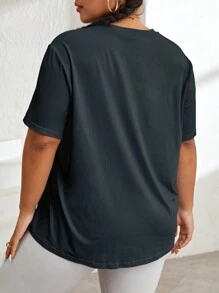 INAWLY Plus Size Men's Tiger & Letter Print T-Shirt - Dark Grey - View 2