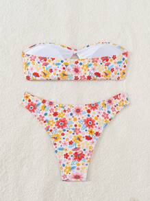SHEIN Swim Ensemble de maillot de bain à imprimé floral mignon pour femmes, idéal pour l'été