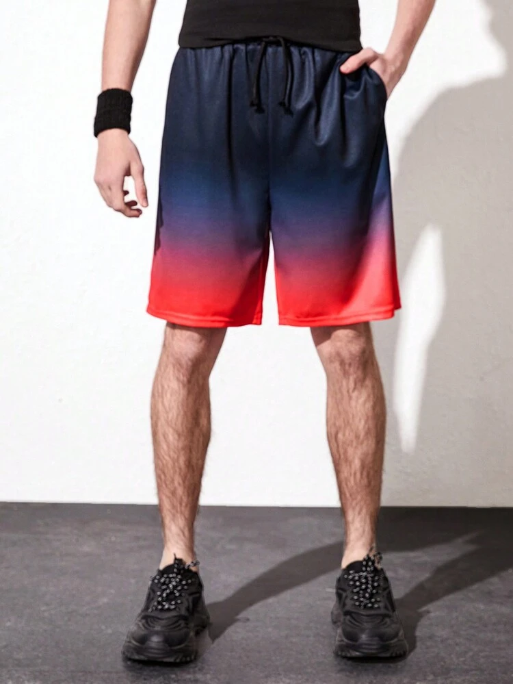Teenage Boy's Sportswear Gradient Digital Print Sport Shorts Base Layer Bottoms For Summer