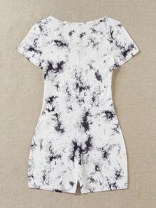 SHEIN EZwear 水洗染針織緊身短袖連體褲 - 彩色 - 查看 2