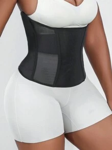 Kích thước lớn Màu thuần Áo Shapewear Huấn luyện viên vòng eo Thắt lưng - màu đen - Xem 5
