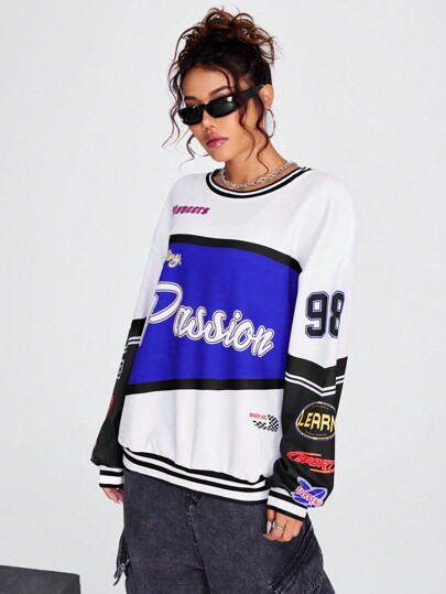 Coolane Sudadera moda de dopamina con estampado de letra de hombros caídos