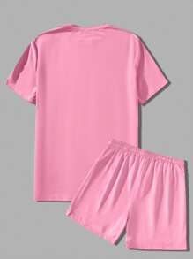 Manfinity Homme Men's Bear Printed T-Shirt And Shorts Set - Multicolor - View 3