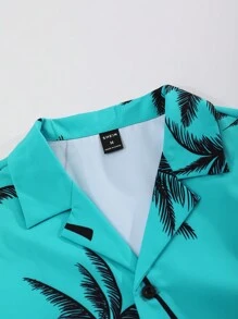 Manfinity RSRT Camisa De Manga Corta Con Estampado De Palmeras Para La Playa En Verano - Multicolor - Ver 3