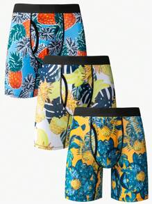 Men's Pineapple Print Boxer Shorts, Set Of 3 - Multicolor - View 1