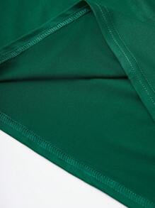 Manfinity Homme 男士圓領印花休閒短袖t恤,春季/夏季 - 墨綠色 - 查看 5